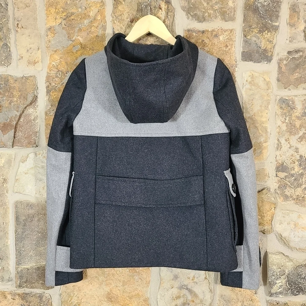 NEW J Crew 0 Colorblock Duffle Toggle Wool Coat Jacket